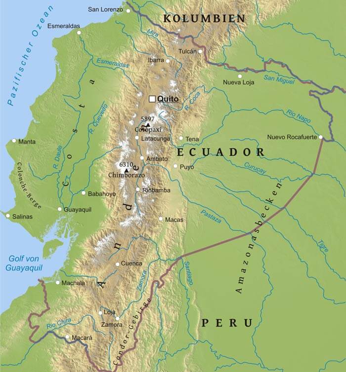 Ecuador geografisch von www.freeworldmaps.net